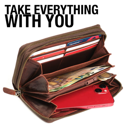 Lavalen Leather RFID Wallet Women – Modern RFID Womens Wallet- Big Multiple Compartments – Credit Card Holder – Handcrafted Genuine Leather -Carteras de Mujer Piel.
