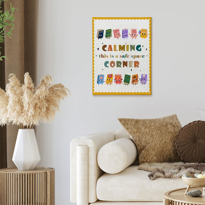 XINCEYWJ Boho Calming Corner Reading Classroom Wall Decor, Reading Nook Corner Decor, Nursery Toddler Office Canvas Art Prints Framed, Inspirational Wall Art for school Counseling Office, 11x14 In