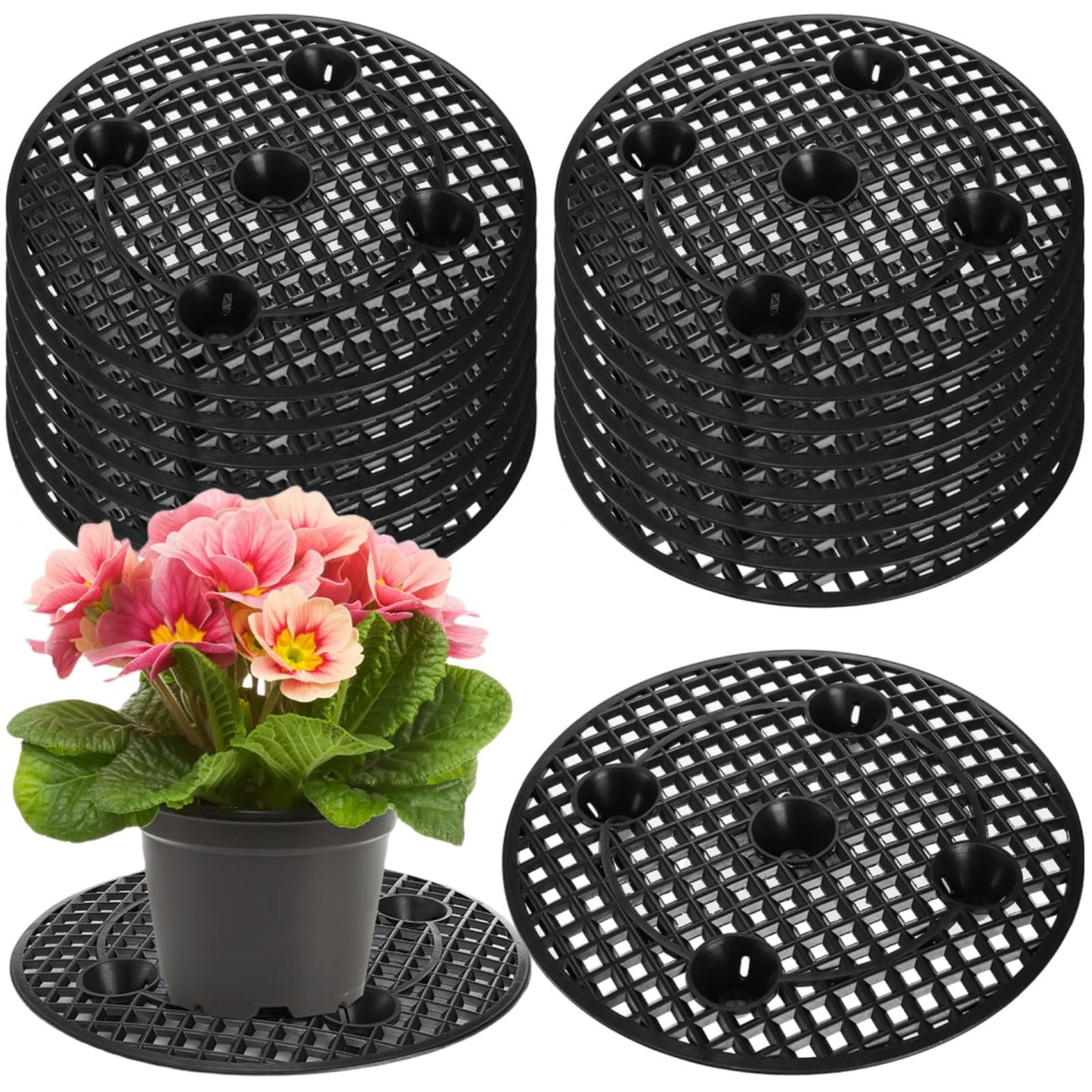 Tlence 15 PCS Plant Level Pot Elevator, 12 inch Plastic Potted Plant Stands, Large Patio Planter Riser Holder, Deck Floor Protector to Prevent Rot Damage, Plant Trivet for Indoor Outdoor Garden