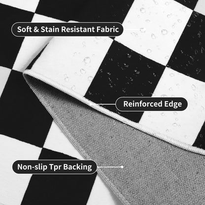 Terrug Black and White Checkered Rug for Living Room,5x7 Area Rugs Washable with Non Slip for Bedroom,Soft Low Pile Stain Resistance Retro Carpet for Dorm Kids Room
