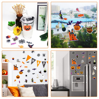 40 PCS Halloween Thick Gel Clings Halloween Window Gel Clings Decals Stickers for Kids, Toddlers and Adults Home Airplane Classroom Nursery Pumpkin Party Supplies Decorations Removable and Reusable