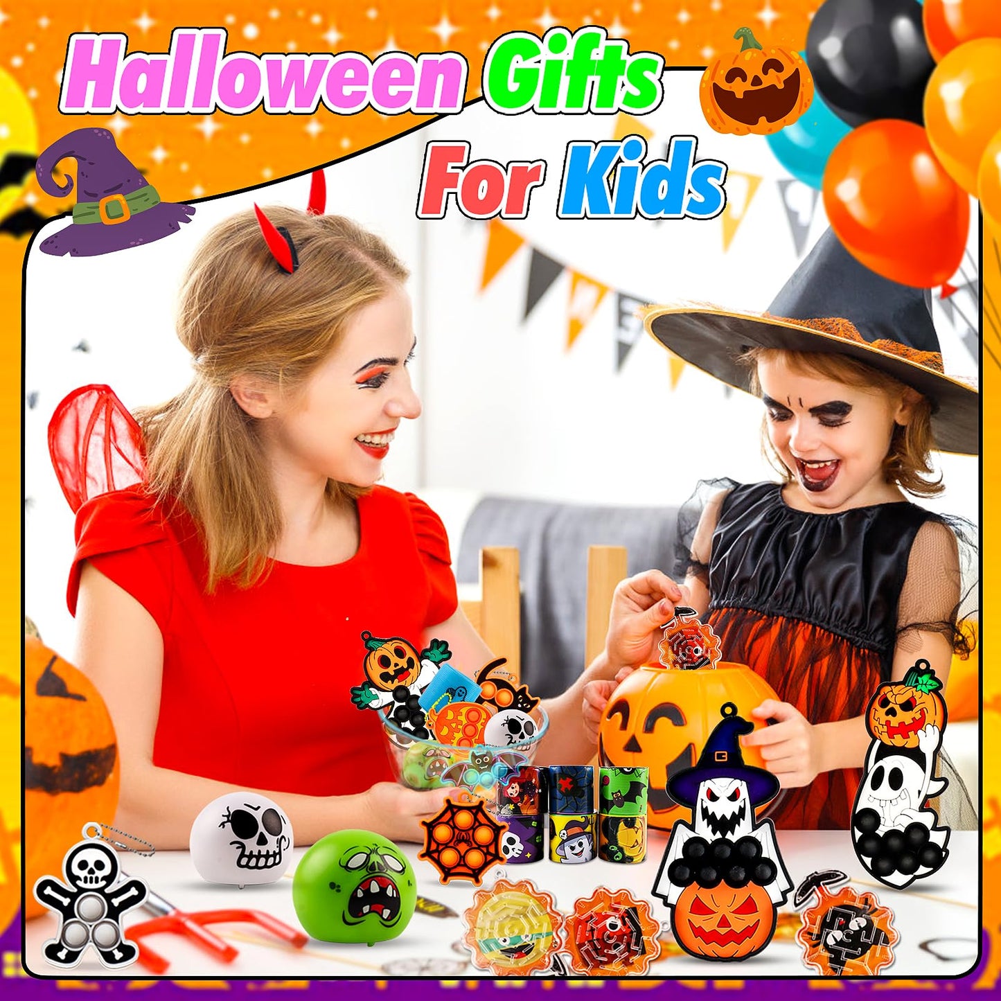 ChildFun 530 PCS Halloween Party Favors for Kids, Halloween Toys Bulk for Goodie Bags Fillers, Non-Candy Treats, Classroom Prizes, Halloween Gifts for Boys Girls