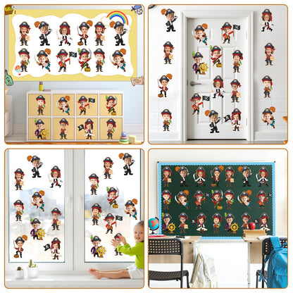 60pcs Pirate Cutouts Pirate Treasure Theme Bulletin Board Decorations Skull Hat Paper Cut-Outs Nautical Adventure Classroom Decor for Boy Girl DIY Craft Photo Kindergarten Preschool Wall Door Supplies