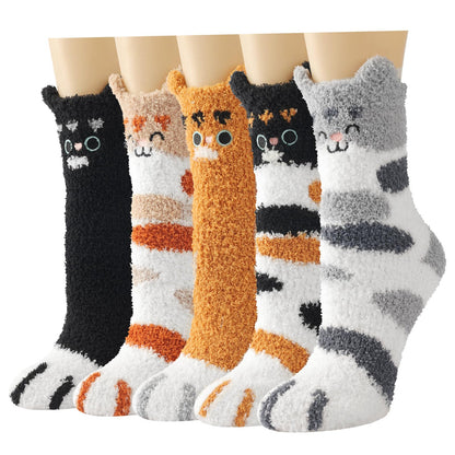Horuru Cat Fuzzy Socks for Women，Cats Fluffy Cozy Slipper Socks Birthday Gifts for Her Christmas Gift for Women
