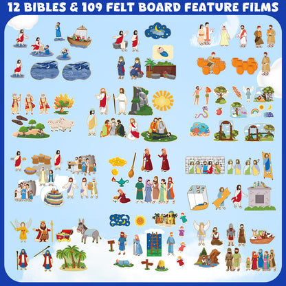 Windkream 12 Set Felt Board Stories Pieces Set Felt Animals Bible Fairy Tales for Preschool Animals Figures Flannel Board Stories for Toddlers Preschool Kindergarten Storytelling(Religious)