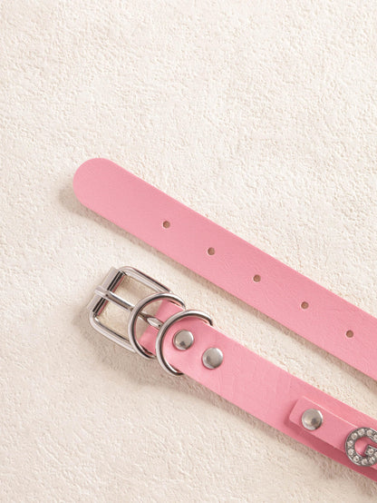 Sacina Gothic Punk Heart Letter Choker, Pink Choker, PU Leather Chocker Collar, Gothic Goth Necklace, Halloween Jewelry Gift for Women