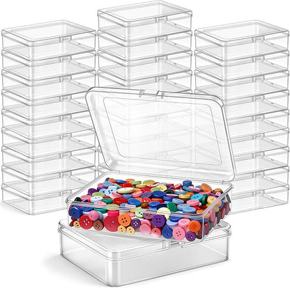 Jetec 30 Pieces Mini Plastic Clear Beads Storage Containers Box for Collecting Small Items, Beads, Jewelry, Business Cards, Game Pieces, Crafts (5 x 4 x 1.3 Inch)