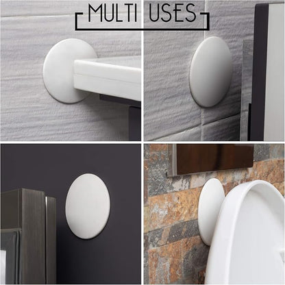 Door Stoppers - Large 3.15" (8 Pack) - Door Stoppers for Wall with Strong Back Adhesive - Quiet and Shock Absorbent Silicone Wall Protectors from Door Knobs - Protects Every Surface - White