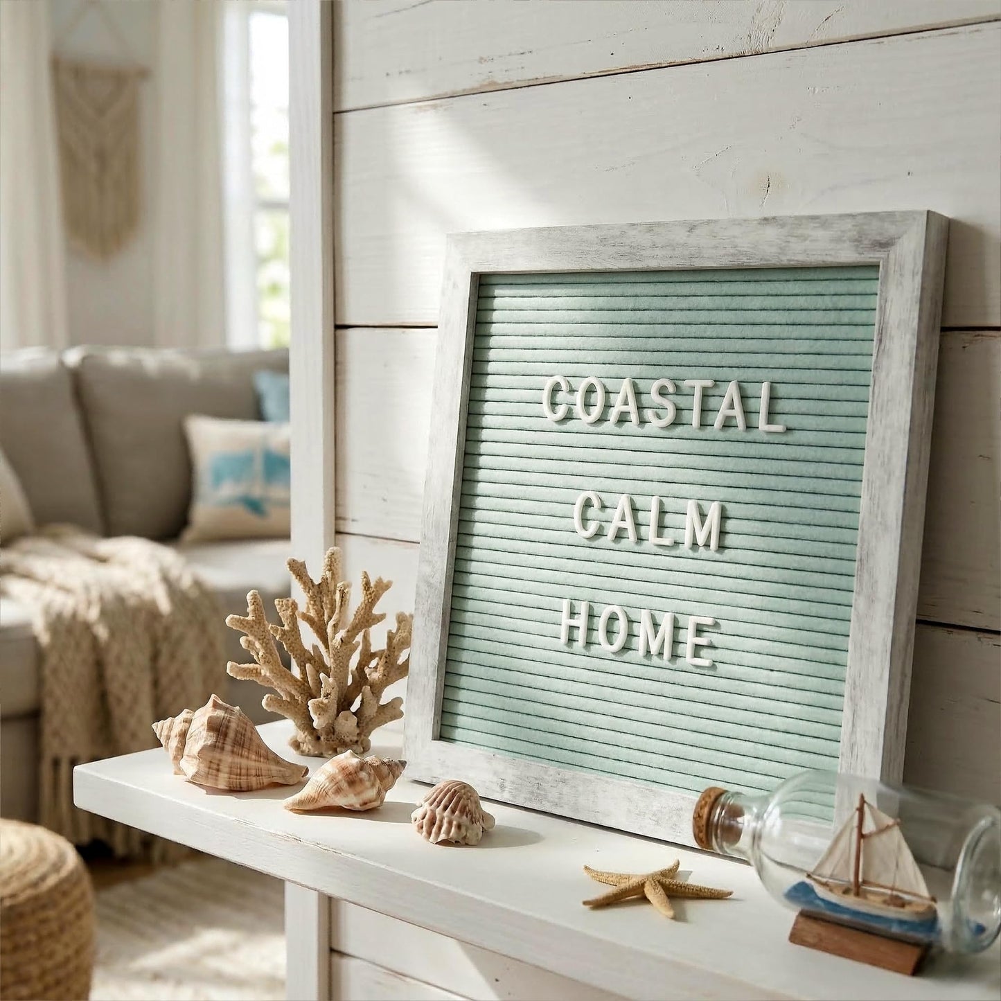 C CRYSTAL LEMON Rustic Turquoise Felt Letter Board 10x10 Inch, 336 Letters Numbers and Symbols, Changeable Wooden Message Board with Wall Mount and Display Stand
