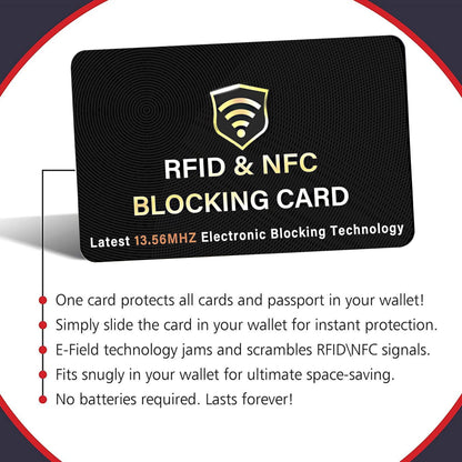 SaiTech IT 5 Pack RFID Blocking Card, One Card Protects Entire Wallet Purse, NFC Contactless Bank Debit Credit Card Protector ID ATM Guard Card Blocker–(Black)
