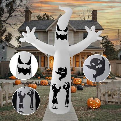 VYBEWAVE 12 FT Giant Inflatable Ghost with Halloween Window Clings for Glass