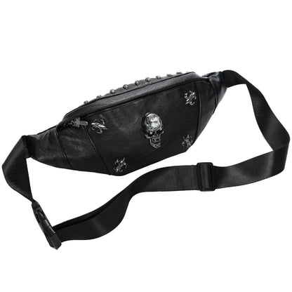 Skull Fanny Pack, Skeleton Waist Bag Multifunction PU Leather Hip Bum Bag,Gothic Fanny Bag for Men and Women,Skull Bumbags with Sturdy Zippers (Color 5)