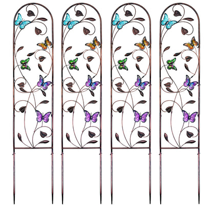 aboxoo Set of 4 Packs Butterfly Metal Garden Trellis for Climbing Plants,Outdoor Decorative Flowers Arch Fence Trellis for Outdoor Patio,Garden,Lawn,Yard,Backyard,Wall Brackets,60'' H x 11'' W