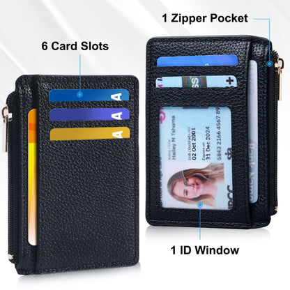 Tipmile Credit Card Holder for Women Slim Minimalist Front Pocket RFID Blocking Wallet Small Compact Card Case with ID Window, Classic Black