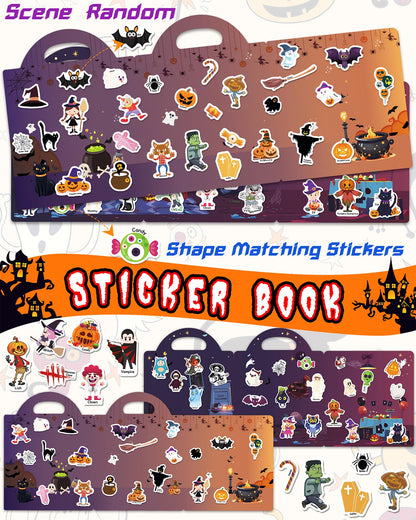 Walenced Reusable Sticker Book for Toddlers, Stickers for Kids, Toddler Sticker Book, Toddler Craft Activities, Toddler Travel Toys Boy Girl Birthday Gifts - Halloween