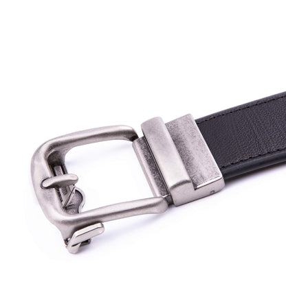 Fabio Valenti Men's Synthetic Leather Ratchet Dress Belt with Automatic Buckle, Adjustiable Sizes, Handmade, All leather Strap(2073,Black,44/46)