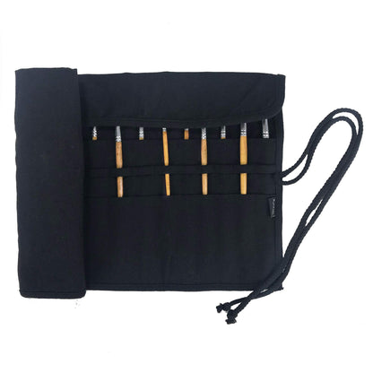 30 Pockets Artist Paint Brush Holder, Canvas Roll Up Case Bag & Storage Organizer Pouch Case- Store Brush, Pens Tools