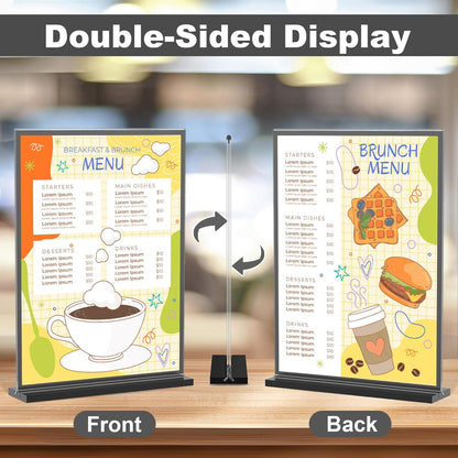 EHWINE 8 Pack Acrylic Sign Holder 8.5 x 11, Double-Sided Tabletop Black Sign Holder, Clear Acrylic Picture Frame Menu Flyer Paper Holder Display Stand for Home Wedding Party (with Non-Slip Pads)