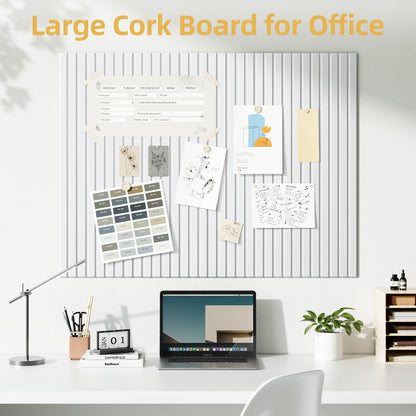 Large Cork Board for Wall 36" x 48" White Bulletin Board with Safe Removable Adhesive Squares for Pictures Photos, Alternative CorkBoard Felt Pin Boards Tiles for Office Classroom Wall Decor - 12 Pack