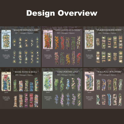 AuriicLeaf Bookish Garden PET Sticker Set, 120PCS Floral and Book Themed Scrapbooking Stickers, Waterproof Stickers for Journal, Diary, DIY Crafts