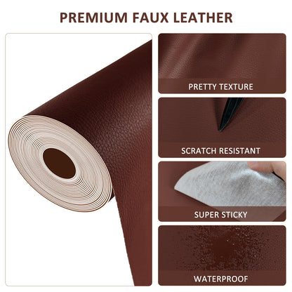 AOOTOOLINK Leather Repair Patch 17X158 Inch Self Adhesive Leather Repair, Large Leather Repair Tape for Couches, Furniture, Car Seats, Cabinets, Sofa, Handbags (Dark Brown, 17X158 Inch)