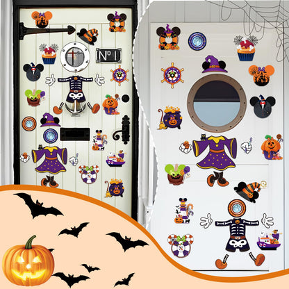 Halloween Cruise Door Magnets Decorations - 24 Pcs Mouse Magnet Stickers, Cute Funny Pumpkin Bats Spider Magnetic Accessories for Cabin Ship Carnival Party Supplies Holiday Stateroom Refrigerator