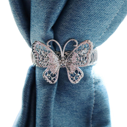 Yidaz 2 Pcs Silver Butterfly Curtain Tiebacks Decorative Drapery Holdbacks Elegant Metal Tie Backs for Curtains Window Treatment Accessories for Living Room