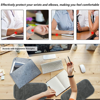 2 Sets Upgrade Computer Wrist Elbow Pad, DILIBRA Portable Memory Foam Arm Wrist Rest Pillow, Soft and Anti-Slip Wrist Support Mat for Keyboard Desktop Office Gaming - Alleviate Elbow Pain