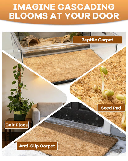 gardmate Coco Liners for Planters - Thick Coconut Fiber, Pre-Drained Planter Liner, Reptile Bedding & Garden Mat | 100% Natural & Biodegradable Coconut Coir for Plants (16" x 160")
