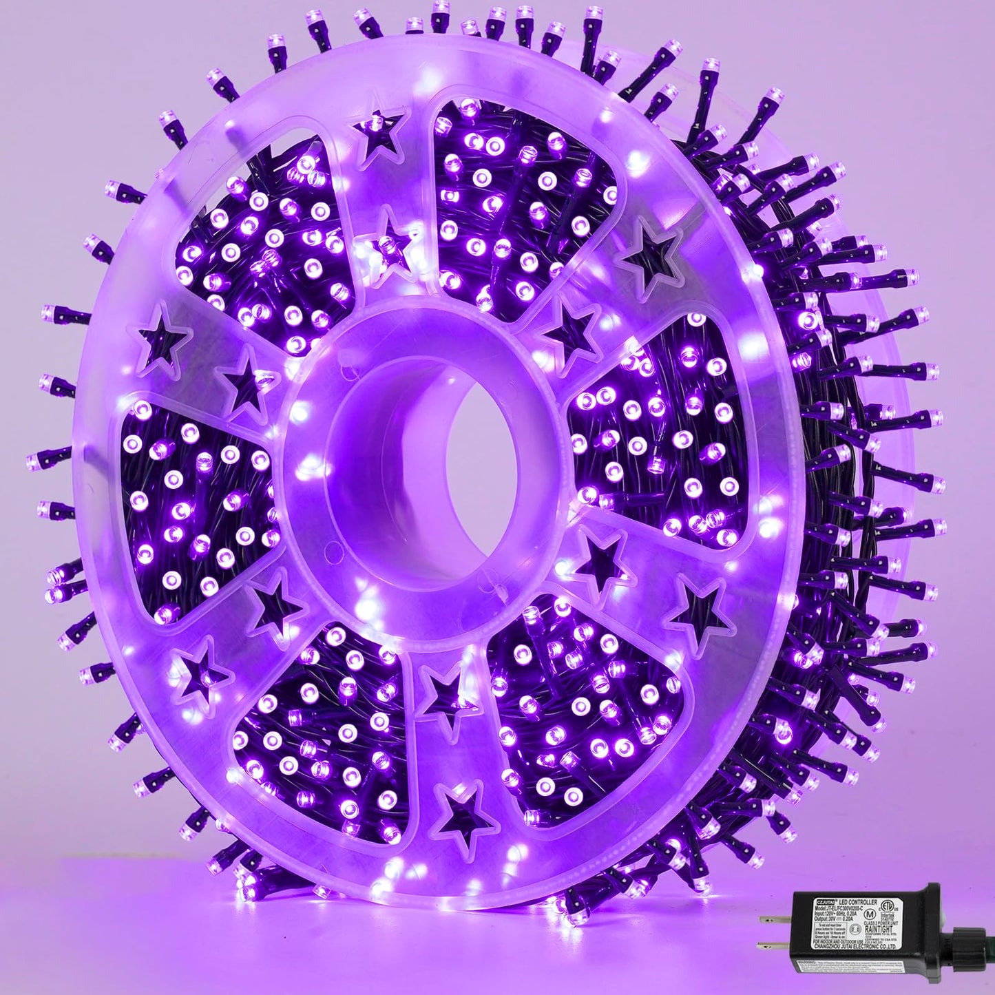 YEGUO 165ft 500 LED String Lights Outdoor Waterproof, Purple Christmas Lights Plug in, Twinkle Christmas Tree Lights Indoor with Timer Memory 8 Modes