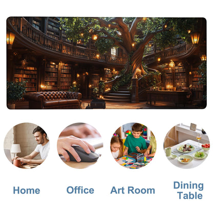 NITAHHHY Large Mouse Pad Old Library Gaming Desk Pad Computer Keyboard Non-Slip Waterproof Mouse Mat with Rubber Base and Stitched Edges Entertainment Office Writing Desk Mat 35.4 x 15.7 Inches