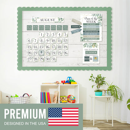 Hadley Designs Classroom Calendar Set Bulletin Board Decorations - Greenery School Calendar for Classroom Decor, Kindergarten Preschool Elementary Teacher Must Haves, Homeschool & Daycare Essentials
