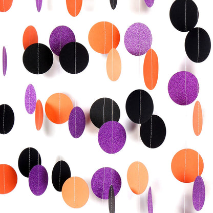Black-Orange Purple Halloween Party-Decorations Streamers-Garland - 52ft Birthday Baby Shower Decorations Paper Banner, Graduation 2025 Glitter Hanging Decoration Bunting Supplies Lasting Surprise