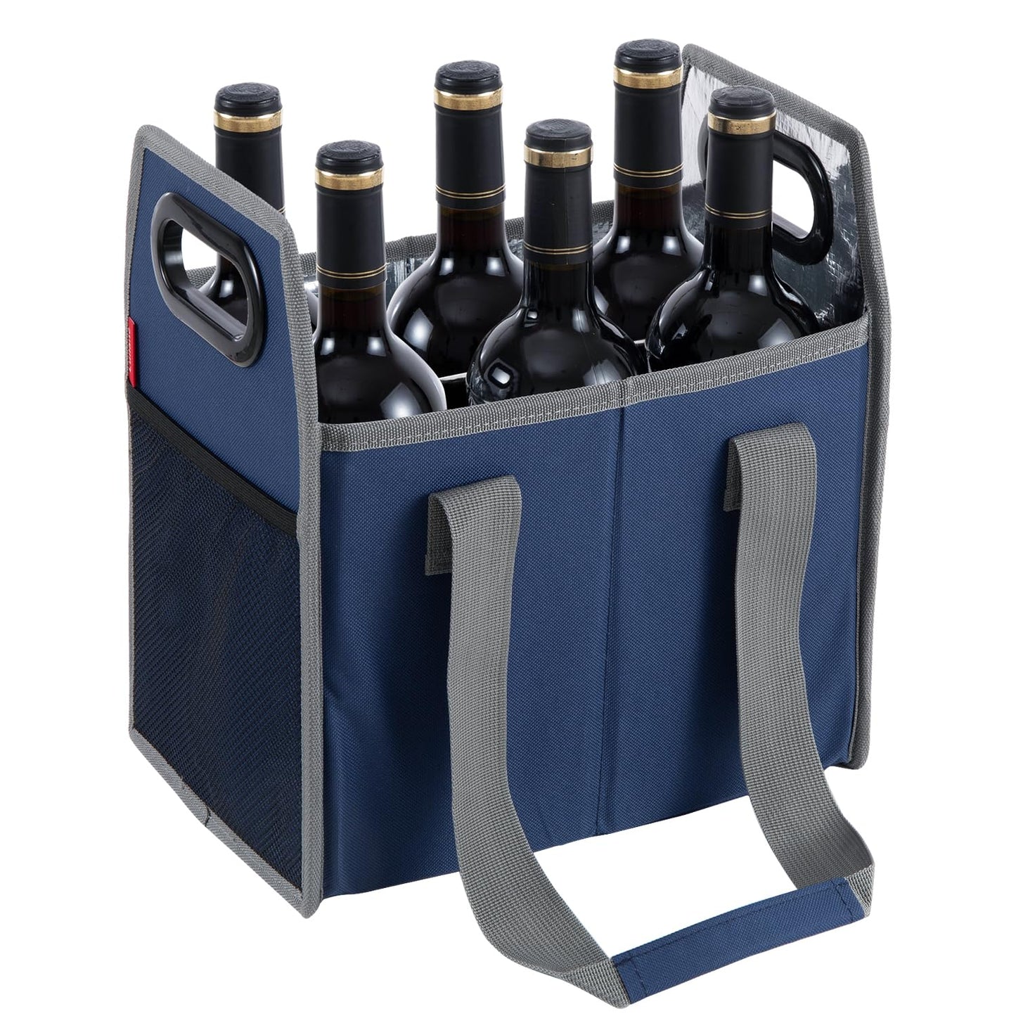 LUILANC Collapsible 6 Bottle Storage Box Reusable Portable Wine Carrier Case for Tote Bag Moving, Vacation Bottle Caddy Grocery Shopping Wine Tasting Accessory