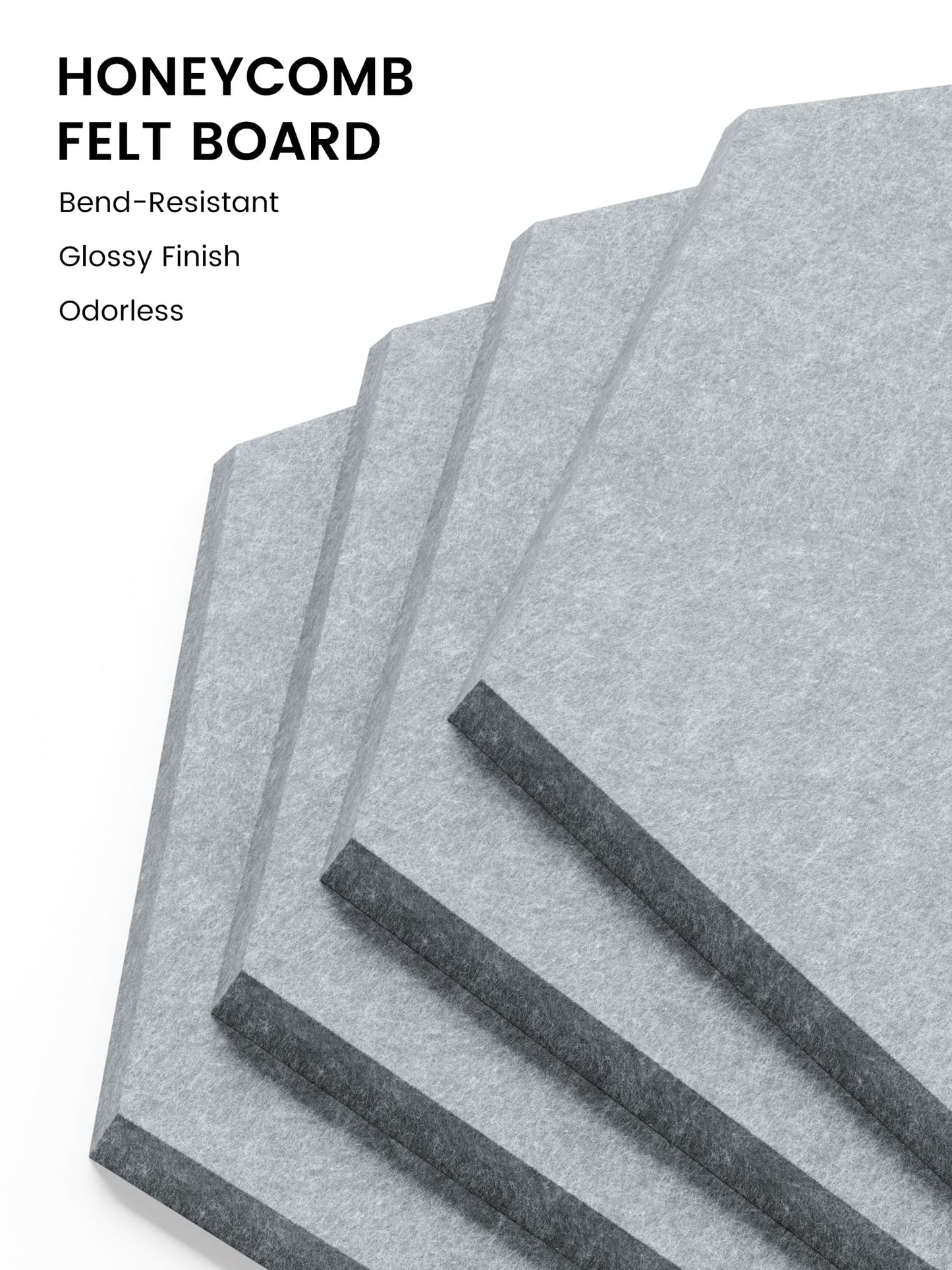 Fluxynara Hexagon Cork Board Alternative for Walls Decor-12-Pack Felt Bulletin Board Tiles,with 30 Pushpins,70 Adhesive Tabs for Office,Classrooms & Home Pin Board Felt Board-Blue Gray
