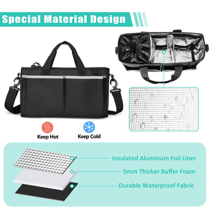 Trunab Water Bottle Carrier with Drawstring Buckle, 32/40 oz Cup Holder Bag with Detachable Divider, 3 Cup Carrier with Adjustable Shoulder Strap