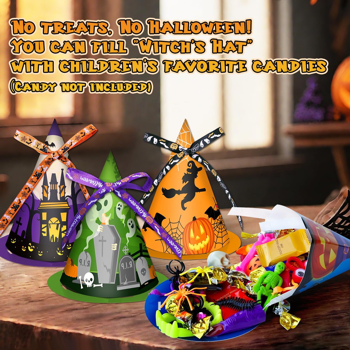 Letapapa 234 PCS Halloween Party Favors for Kids, 24 Pack Witch Hat Treat Bags Filled with Halloween Toys Bulk, Halloween Goodie Bag Fillers for Trick or Treat, Non-Candy Gift School Classroom Prize