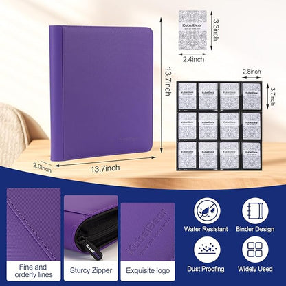 Card Binder – 720 Capacity, Zippered Trading Card Holder for MTG, Sports & Collectible Cards – Acid-Free, Durable & Travel-Friendly Storage (Purple dots, 12 Pocket)
