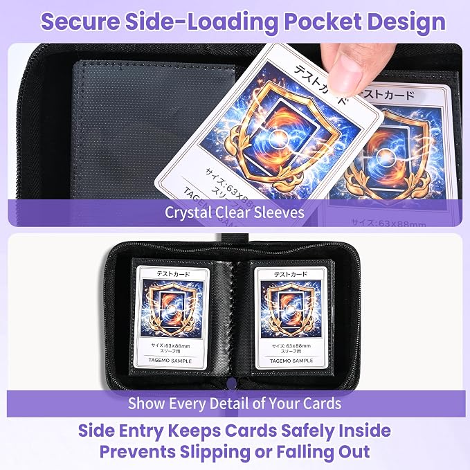 Mini Trading Card Binder Album, 1 Pocket Card Binder with 20 Double-Sided Pages 40 Pockets, Side Loading Small Card Binder for Trading Cards, Single Card Holder Book for Collectors and Kids