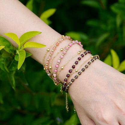 Farfume Rhodochrosite Crystal Bracelet Beaded Bracelets for Women 4mm Natural Stone Beads Gemstone Handmade Jewelry Valentine's Day Gifts