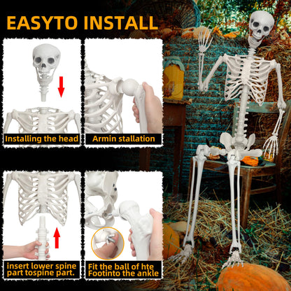 LOSFOTBO 5.9Ft/180cm Giant Skeleton Poseable Skeleton Realistic Full Body Bones for Halloween Decorations