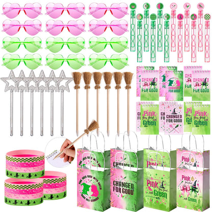 Vanblue 72Pcs Pink and Green Witch Party Favors Birthday Decorations,Star Wands,Glasses Goodie Bag Stuffers Pinata,Classroom Rewards for Kids Student Birthday Gift School Party Supplies