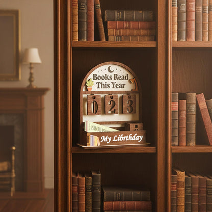 Books Read This Year Counter with 12Pcs Bookmarks, Wooden Reading Tracker Sign for Home Library Decor, Personalized Book Counter Sign Bookshelf Decor, Book Lover Gift for Bookclub Stocking Stuffers