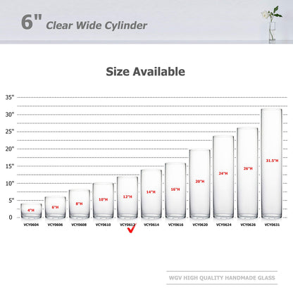 WGV Cylinder Vase Bulk, Width 6", Height 12", Clear Glass Container Terrarium Candle Holder for Wedding Centerpiece, Party Event, Home Office Decor, 4 Pieces