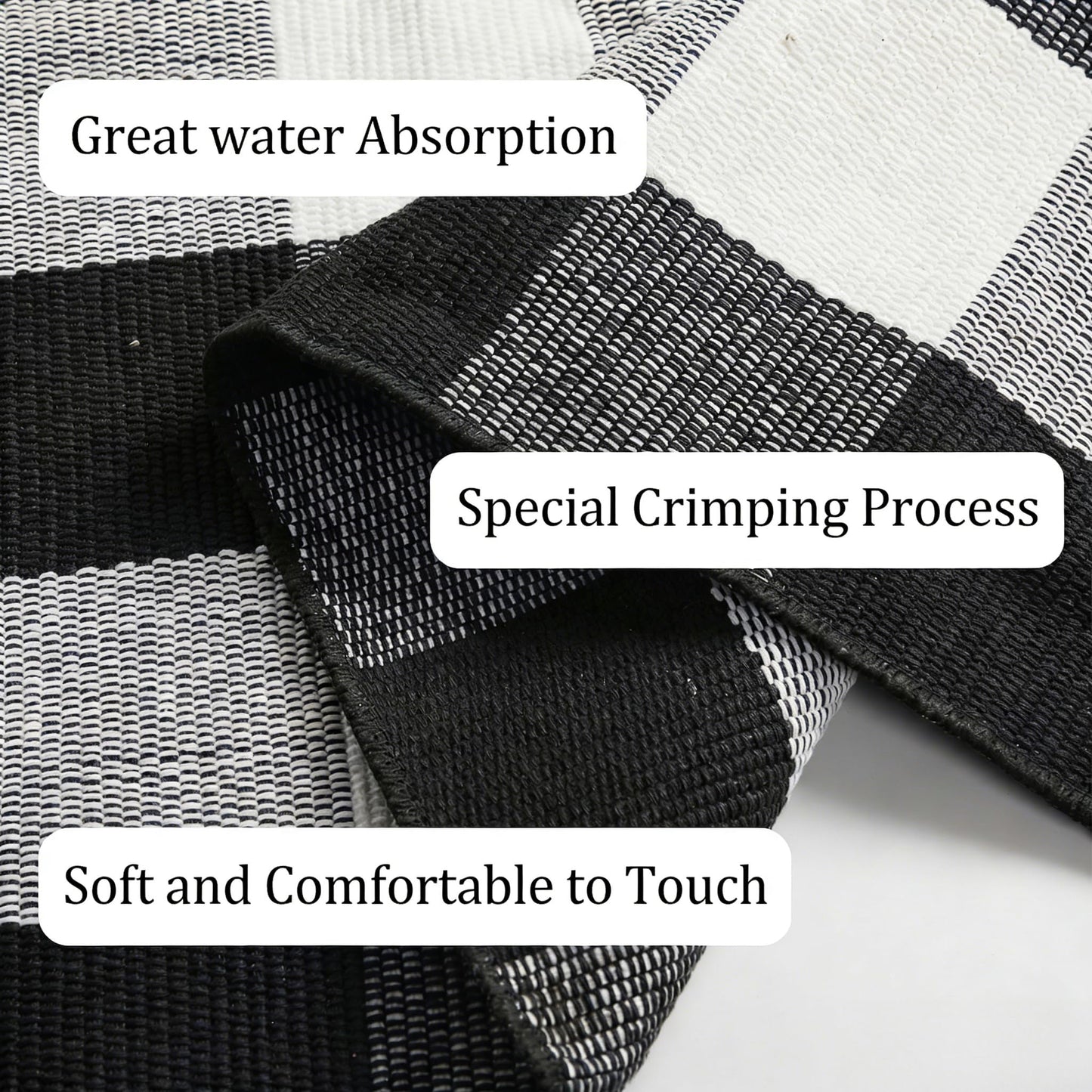 WAYYE Buffalo Plaid Outdoor Rug 27.5" x 43" Black and White Checkered Area Rug Washable Doormats Indoor Outdoor Rugs for Layered Front Door Mats, Porch, Entryway, Kitchen, Farmhouse