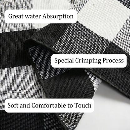 WAYYE Buffalo Plaid Outdoor Rug 27.5" x 43" Black and White Checkered Area Rug Washable Doormats Indoor Outdoor Rugs for Layered Front Door Mats, Porch, Entryway, Kitchen, Farmhouse