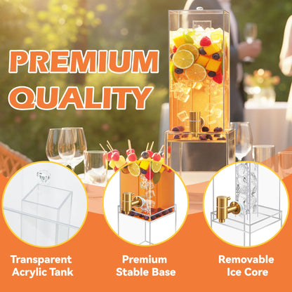 2 Gallon Drink Dispenser for Parties, Beverage Dispenser with Airtight Valve, Large Water Drink Dispenser, Water Dispenser with Acrylic Stand, Lemonade Dispenser for Water, Juice,Cocktails,Ice Tea