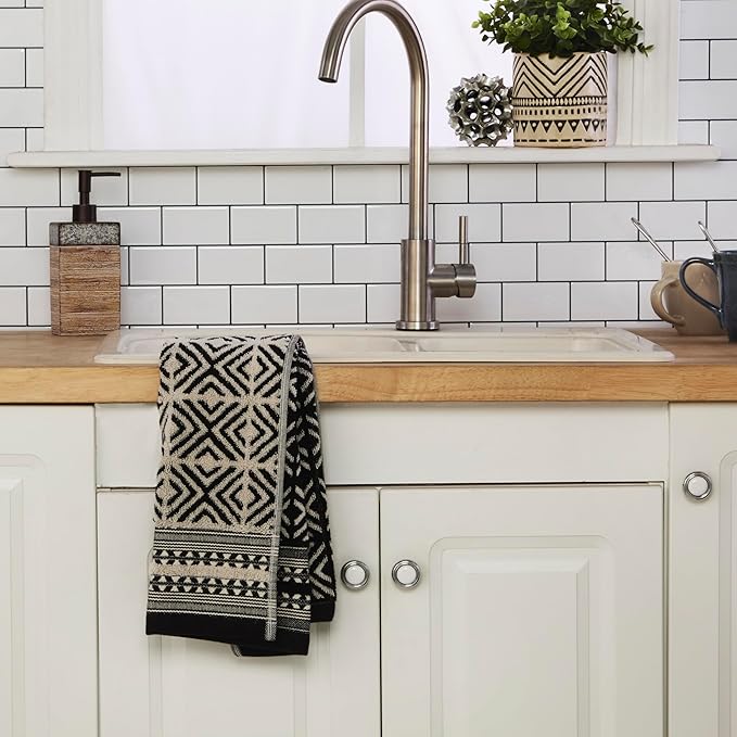 SKL Home Diamond Grid 100% Cotton Premium 2-Piece Hand Towel Set, 600 GSM