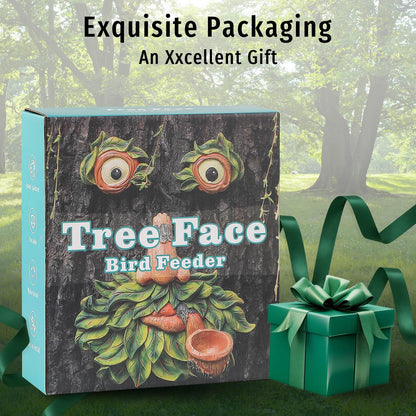 Flytime Tree Face Decor Outdoor,Whimsical Outdoor Art with Bird Feeder,Tree Hugger Bark Ghost Face Decoration Funny Yard Art,Garden Creative Decoration (8 INCH)