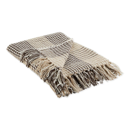 DII California Casual Houndstooth Woven Throw, Dark Brown & Stone, 50x60